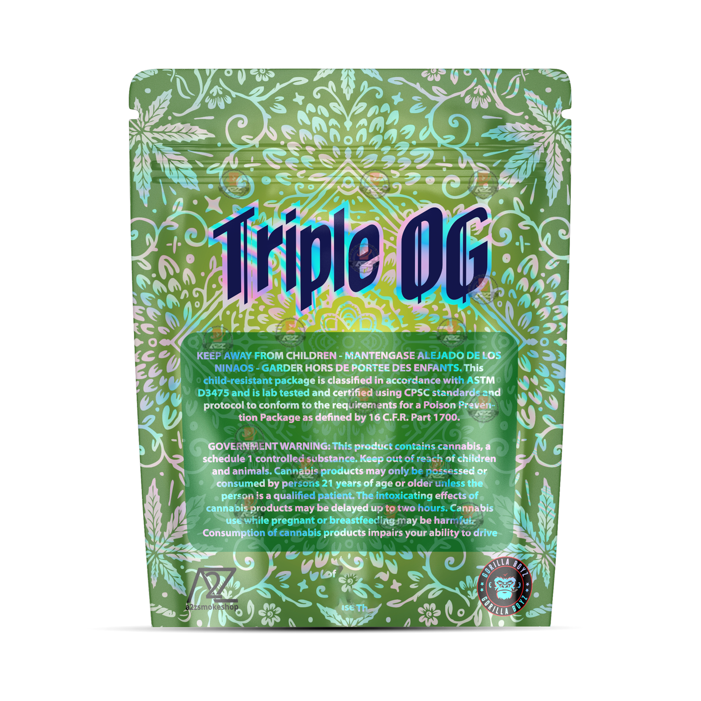 Tripple OG Holographic Mylar bag 3.5g - For Flower- Black Unicorn