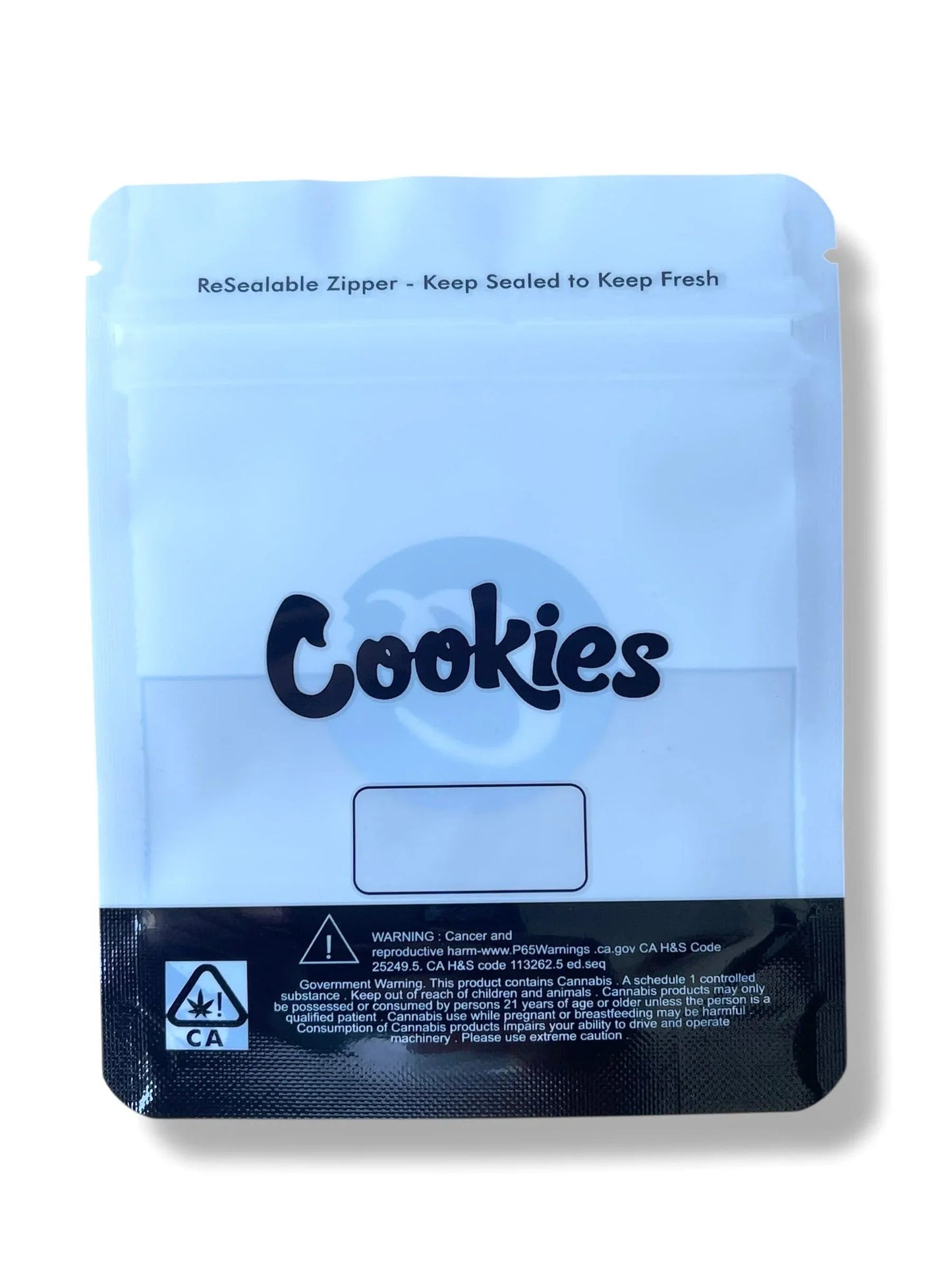 Cookies White with Window Mylar Bags 3.5 Grams Smell Proof Resealable Bags - Black Unicorn Hub