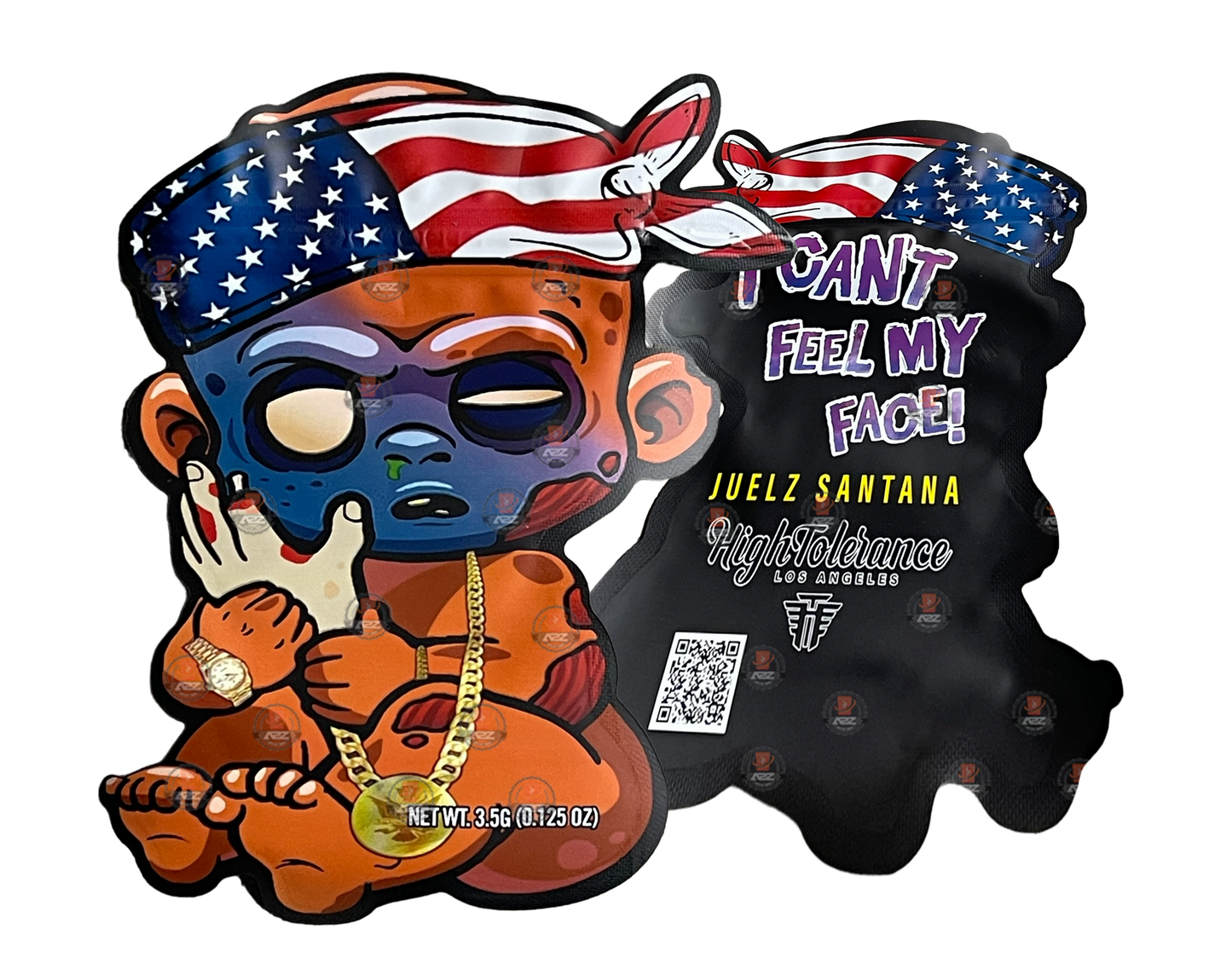 Swag Pack Baby I Can't Feel My Face Cut Out Mylar Bags 3.5g Hight Tolerance ICFMF
