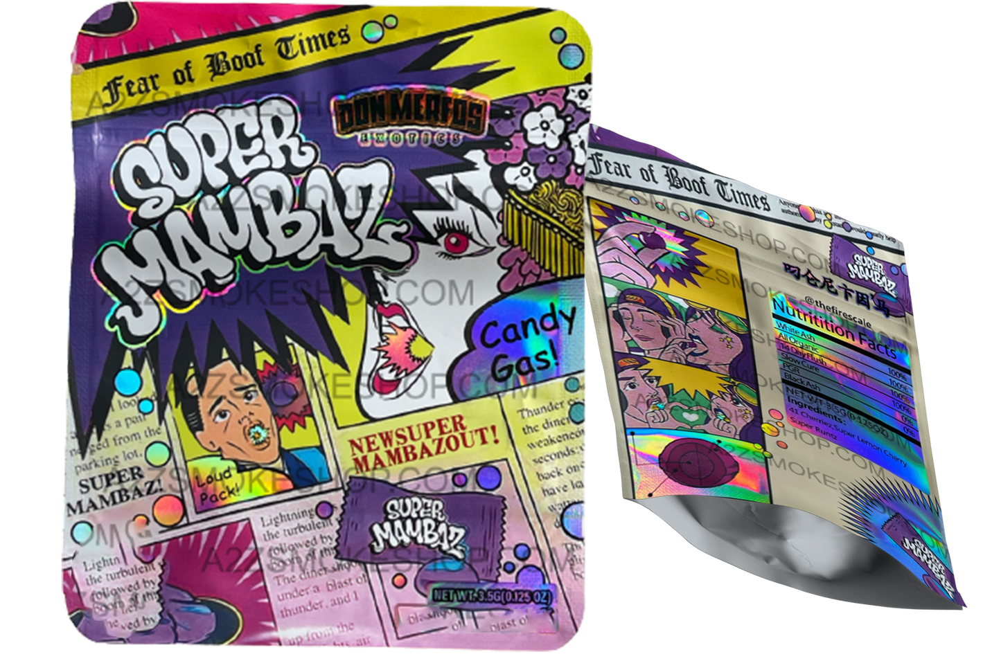 Merfos Exotics Super Mambaz bag  3.5g Holographic Mylar bag -Packaging Only -NEW