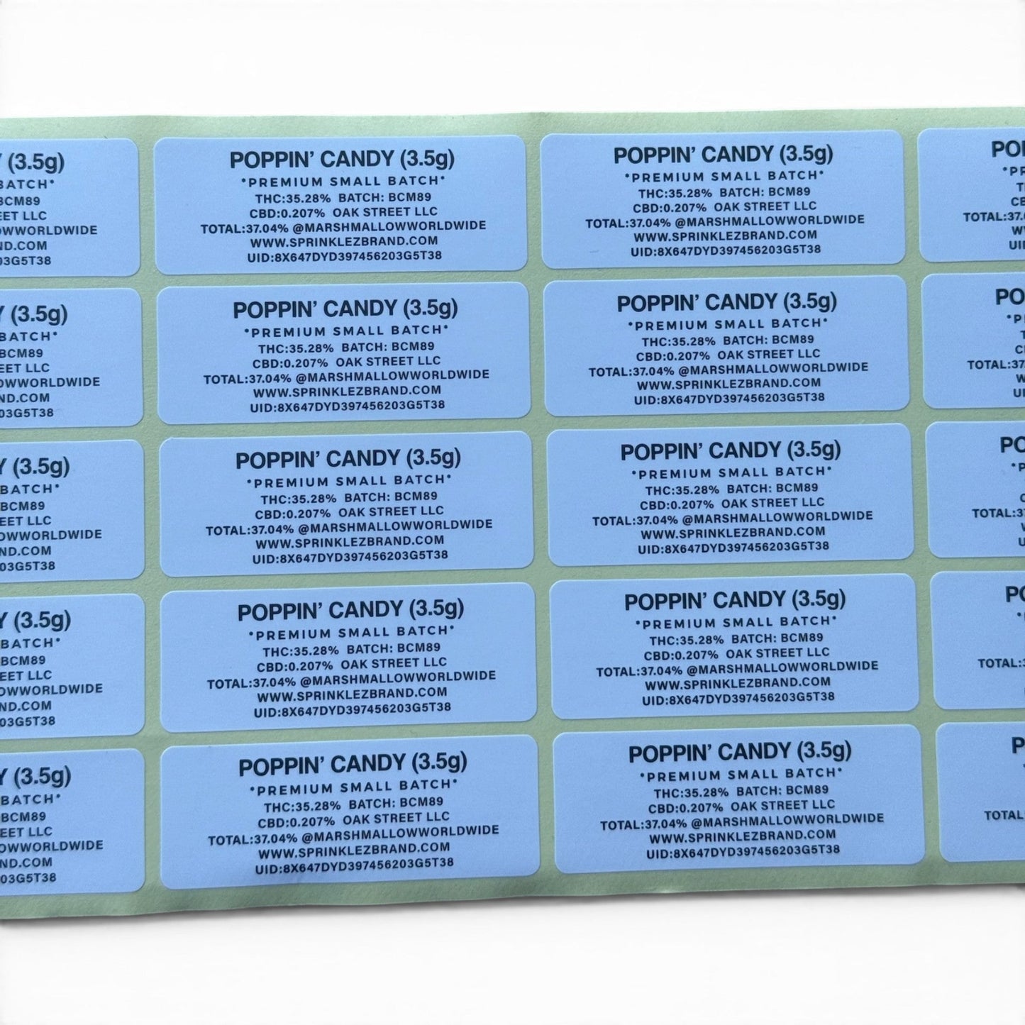 Sprinklez Poppin Candy Sour Cherry 3.5G Mylar sticker Bags -With stickers and label