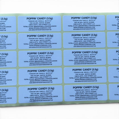 Sprinklez Poppin Candy Sour Cherry 3.5G Mylar sticker Bags -With stickers and label