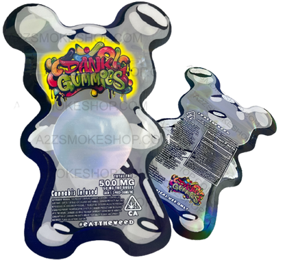 Dank Gummies Cut out 500mg  Mylar Bag With window Silver - Packaging Only