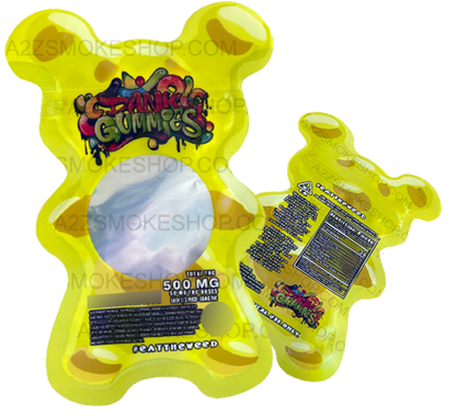 Dank Gummies Cut out 500mg  Mylar Bag with window  Yellow- Packaging Only