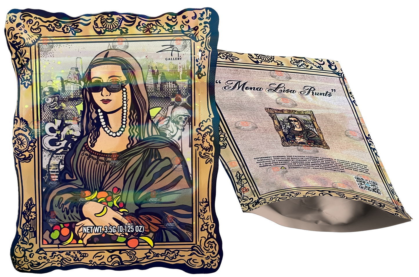 Mona Lisa Mylar Bags 3.5g Holographic Empty Packaging