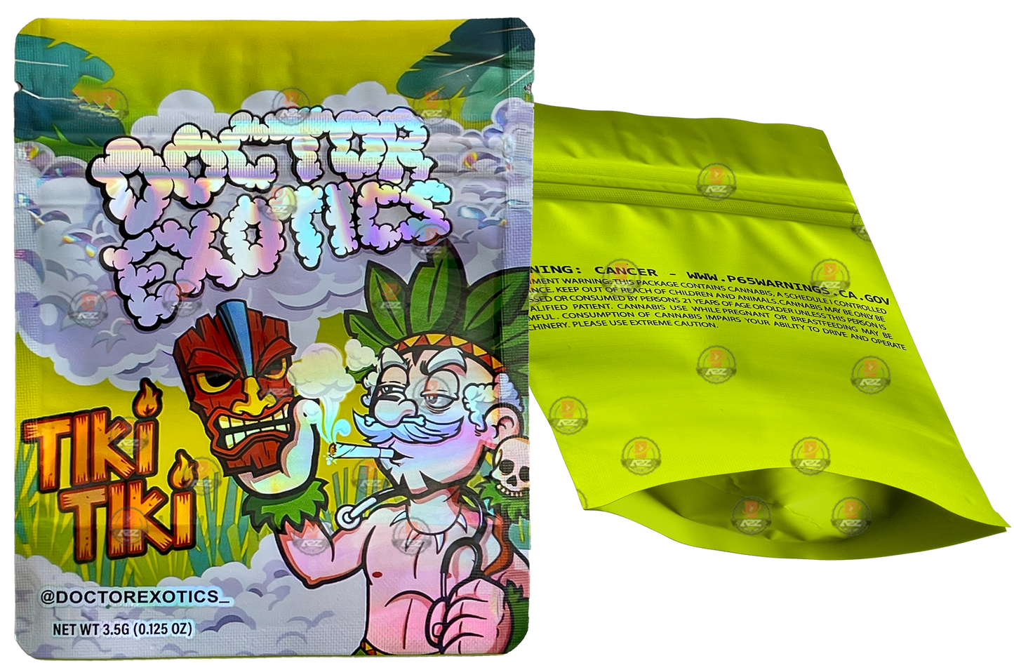 Doctor Exotics Tiki Tiki 3.5g Mylar bag Empty Packaging