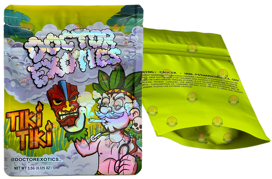 Doctor Exotics Tiki Tiki 3.5g Mylar bag Empty Packaging