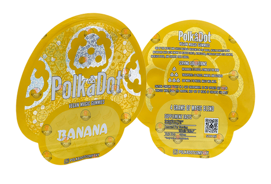 Polkadot Gummies Banana Mylar bags 3.5g (Empty Bag-Packaging only)