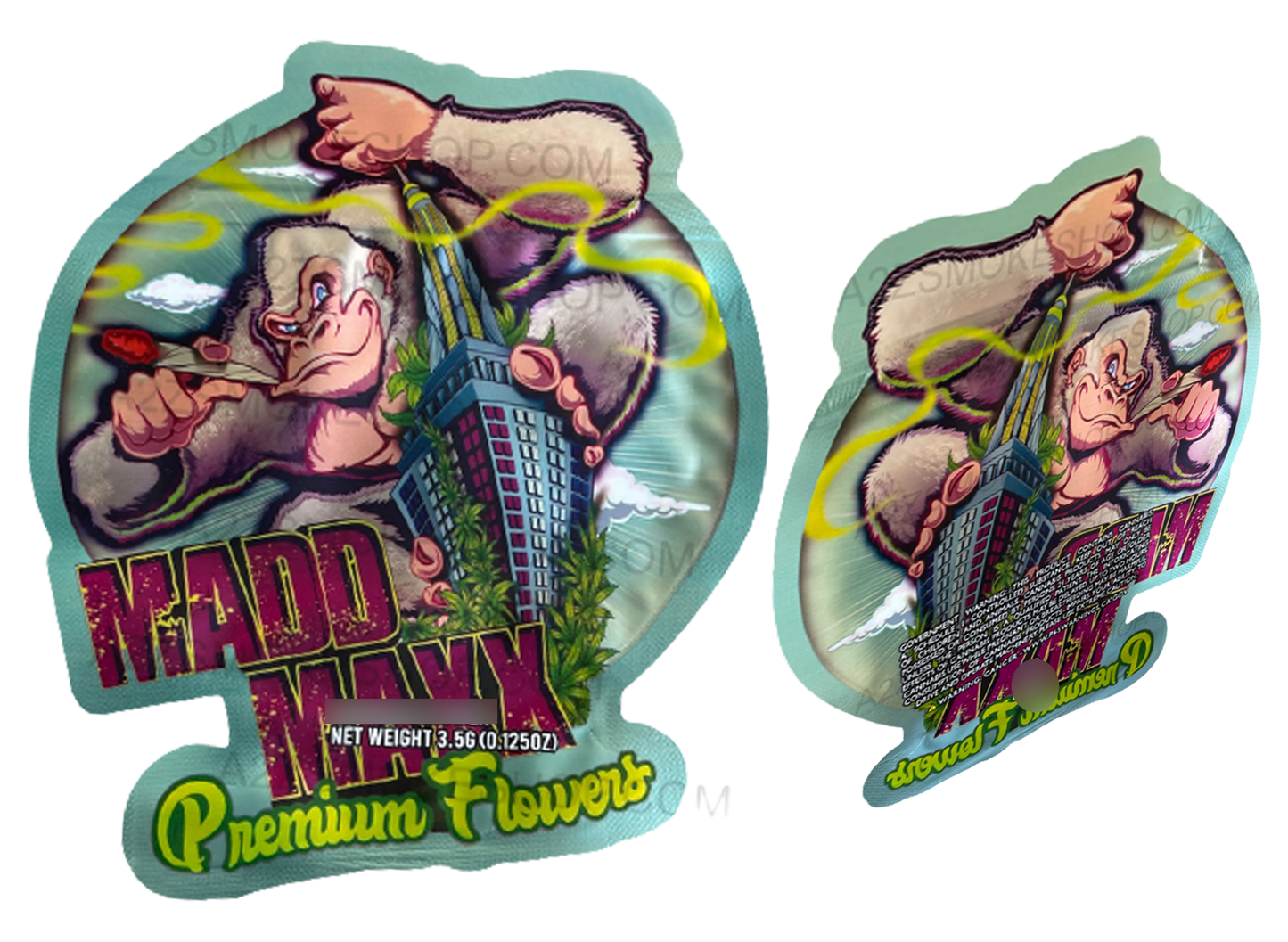 Mad Max Premium Flower Cut Out Mylar Bags 3.5g Die cut