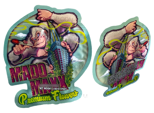 Mad Max Premium Flower Cut Out Mylar Bags 3.5g Die cut