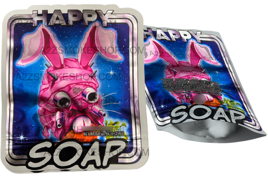 Happy Soap Cut Out Mylar Bags 3.5g Die cut Bunny Rabbit