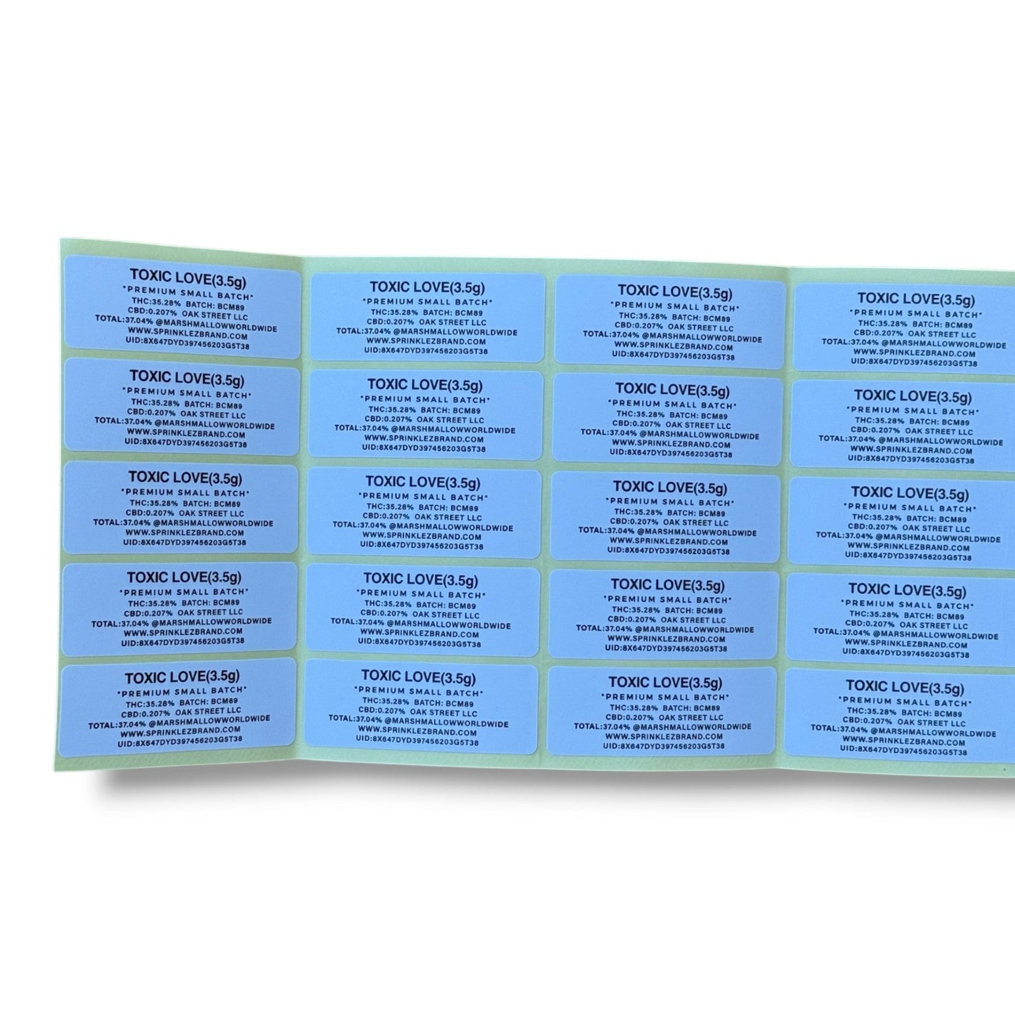 Torch World Toxic Love 3.5G Mylar sticker Bags -With stickers and label