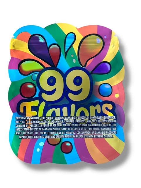 99 Flavors Mylar Bag 3.5g shape bags