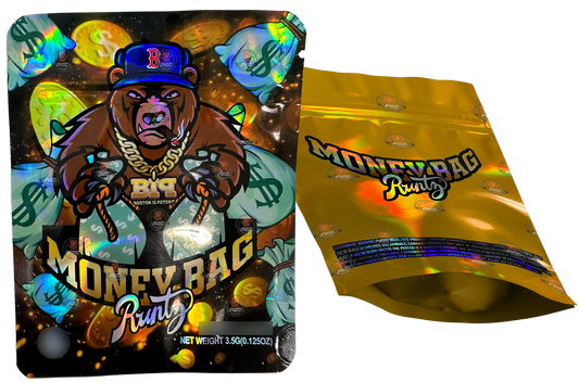 Big Money Bag Runtz Mylar Bags 3.5g Holographic Empty Packaging