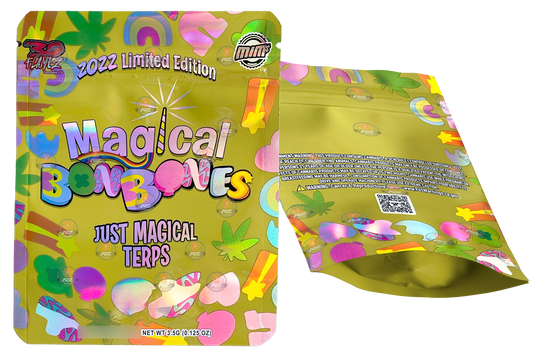 Magical Bonbones Cut Out Mylar Bags 3.5g Die Cut Holographic 30 Flamez Limited Edition