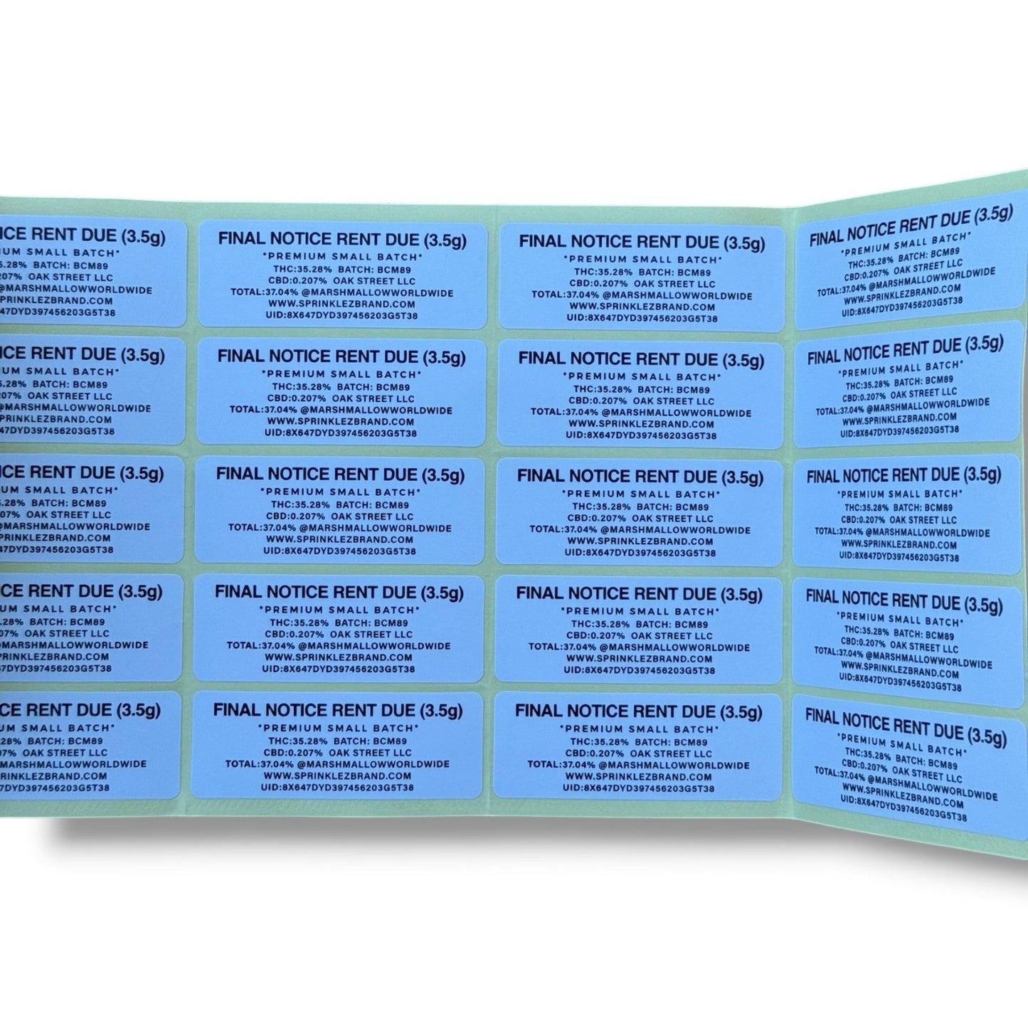 Torch World Final Notice 3.5G Mylar sticker Bags -With stickers and label