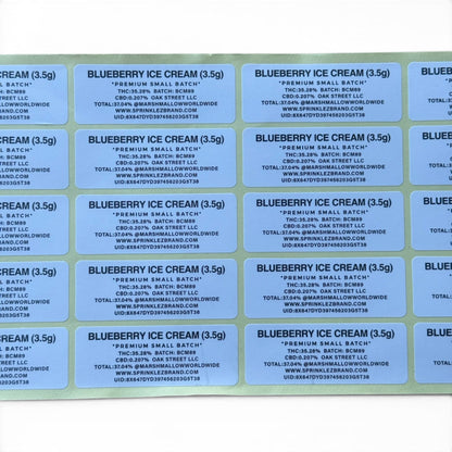 Sprinklez Blueberry Ice Cream 3.5G Mylar sticker Bags -With stickers and label