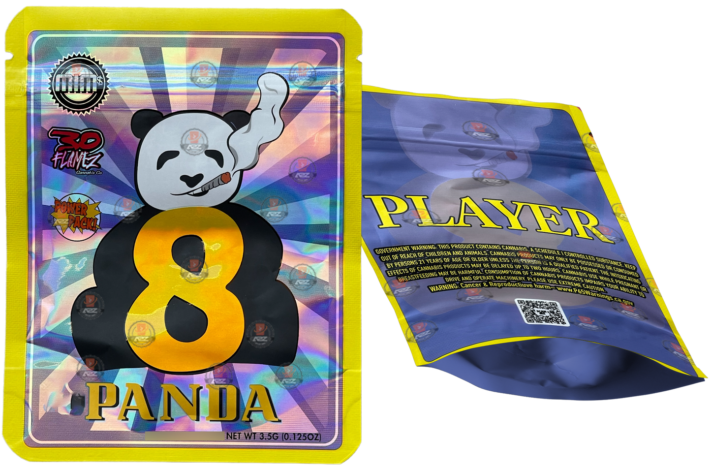 Panda 8 Holographic 3.5g Mylar Bag Player 30 Flamez Power Pack Mim Exotics