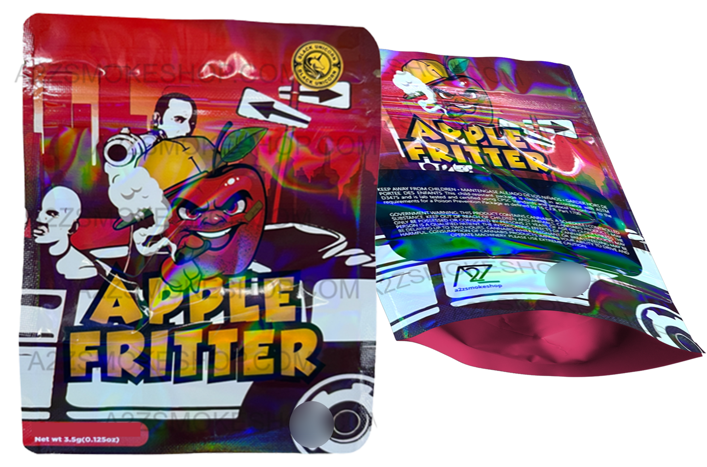 Black Unicorn -Apple Fritter Holographic Mylar bag 3.5g  For Flower