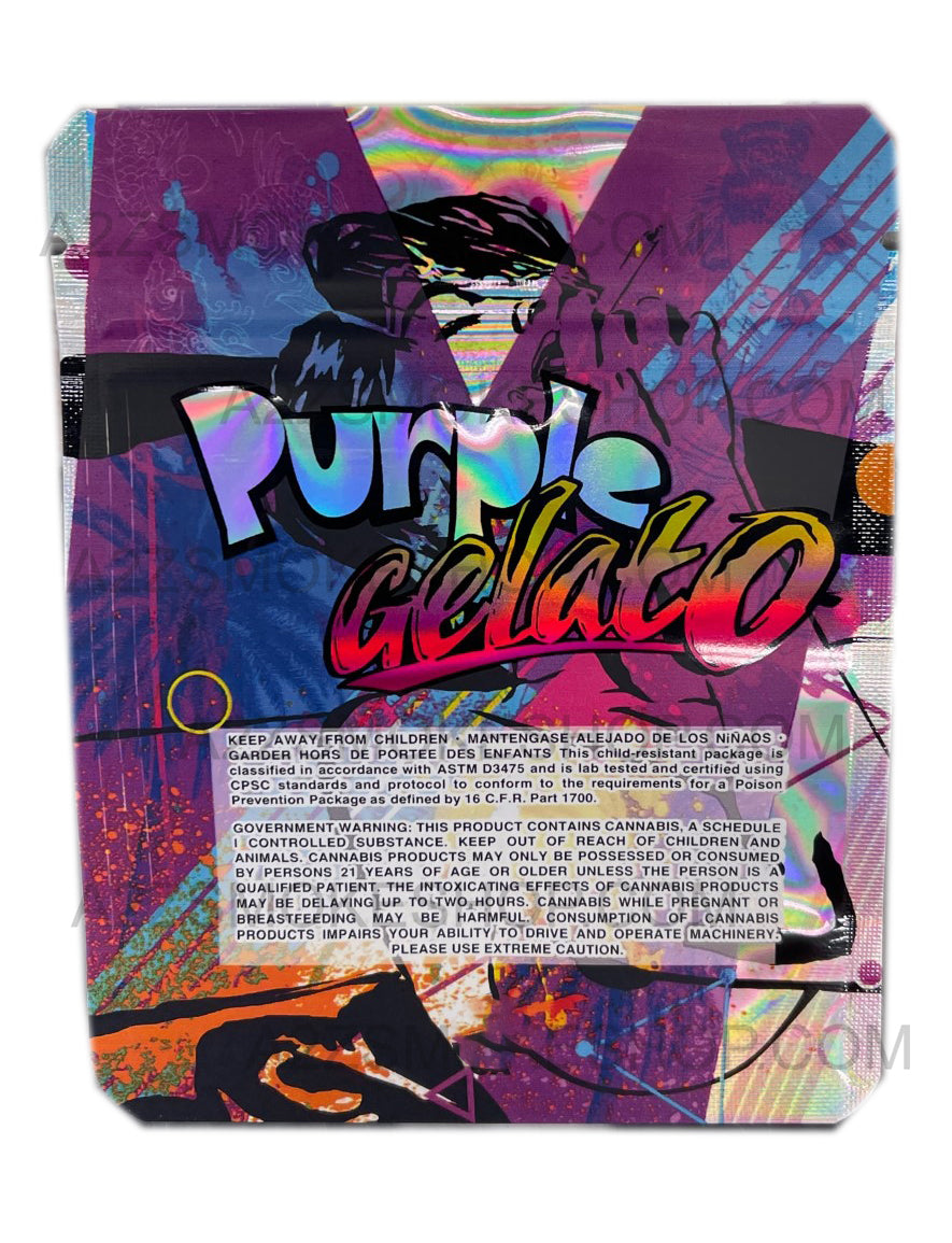 Black Unicorn Purple Gelato Holographic Mylar bag 3.5g  For Flower