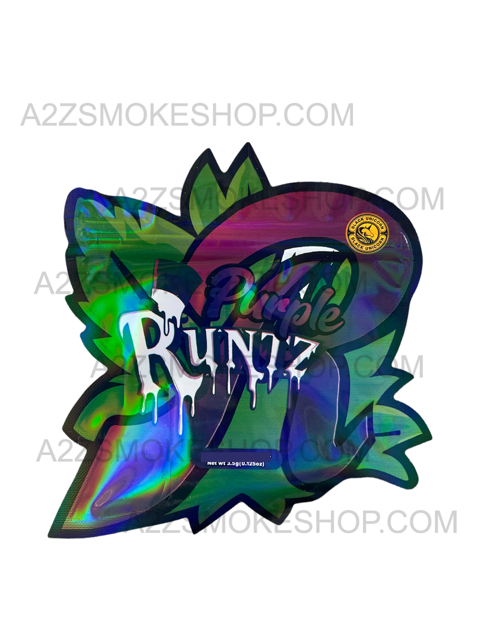Black Unicorn Purple cut out Holographic Mylar bag 3.5g