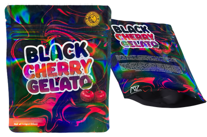 Black Unicorn-Black Cherry Gelato Holographic Mylar bag 3.5g