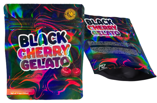Black Unicorn-Black Cherry Gelato Holographic Mylar bag 3.5g