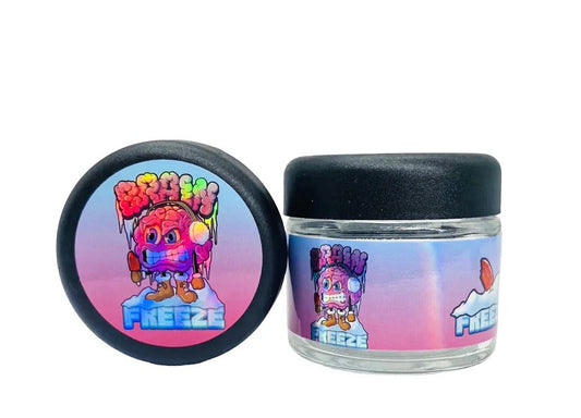 Brain Freeze 3.5g Glass Jars with Holographic Stickers