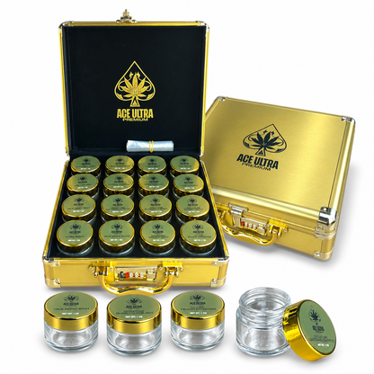 Whole Melt Passport Edition 1oz Glass Jars - Varity Pack 16 Strains in box Empty Jars (Copy)