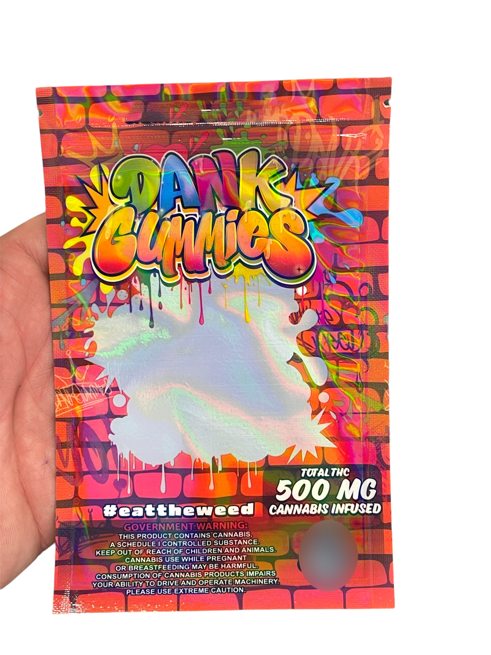 Dank Gummies 500mg Mylar Bag Red-Packaging Only
