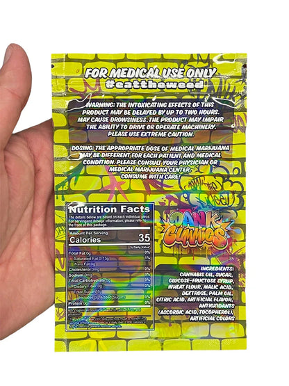 Dank Gummies 500mg Mylar Bag Yellow-Packaging Only - Black Unicorn Hub