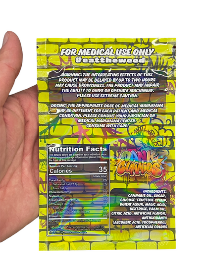 Dank Gummies 500mg Mylar Bag Yellow-Packaging Only