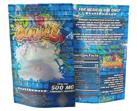 Dank Gummies 500mg  Mylar Bag  Blue - Packaging Only