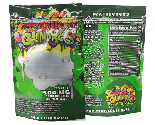 Dank Gummies 500mg  Mylar Bag Green-Packaging Only
