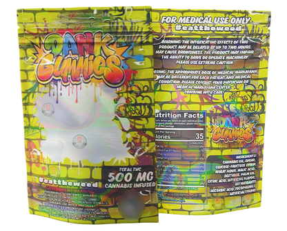 Dank Gummies 500mg Mylar Bag Yellow-Packaging Only