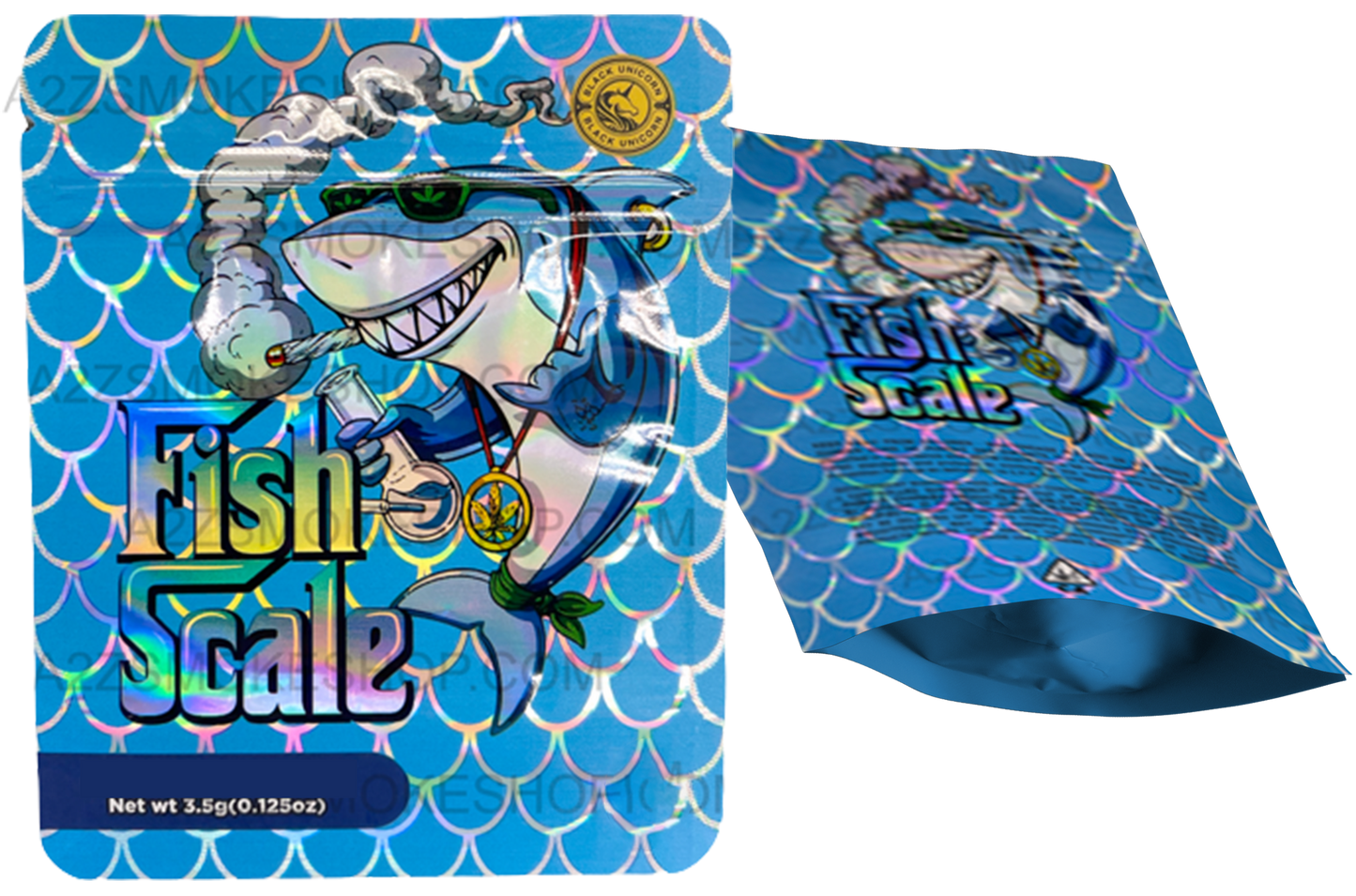 Black Unicorn-Fish Scale Holographic Mylar bag 3.5g  For Flower