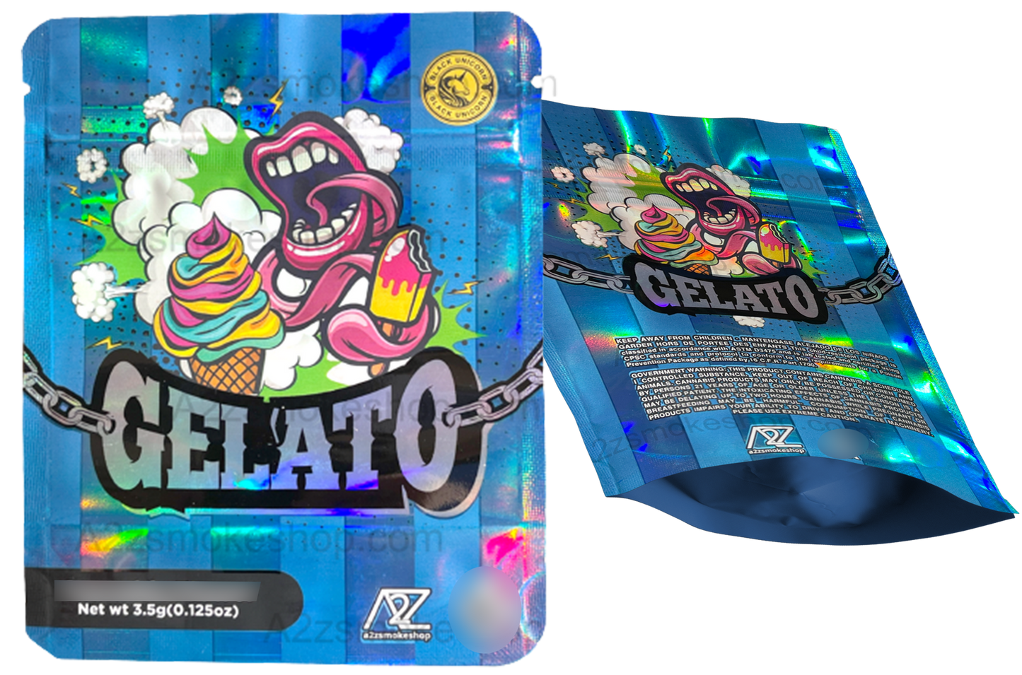 Black Unicorn - Gelato Holographic Mylar bag 3.5g  For Flower