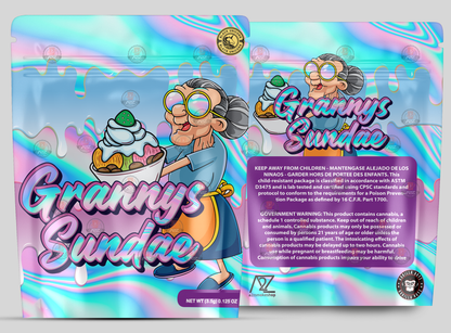 Granny's Sundae Holographic Mylar bag 3.5g - Black Unicorn - Packaging only