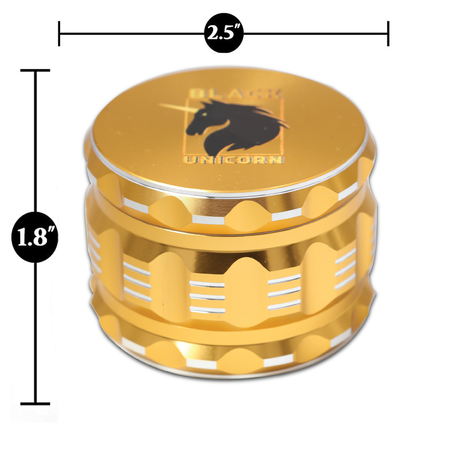 Grinder with Pollen Catcher. Large 4 Piece, 2.5" Aluminum (Gold)