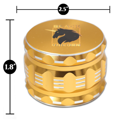 Grinder with Pollen Catcher. Large 4 Piece, 2.5" Aluminum (Gold)