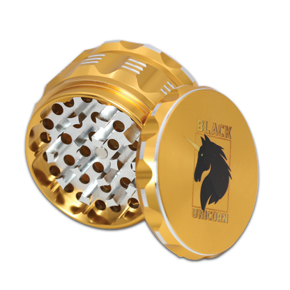 Grinder with Pollen Catcher. Large 4 Piece, 2.5" Aluminum (Gold)