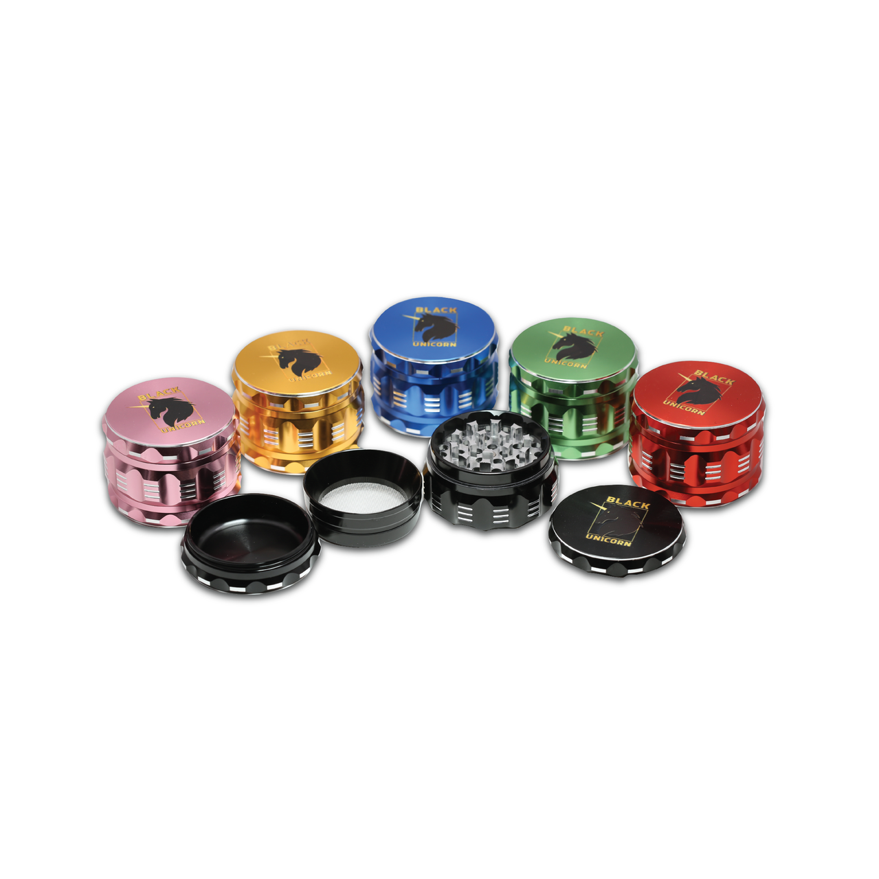 Grinder with Pollen Catcher. Large 4 Piece, 2.5" Aluminum (Gold)