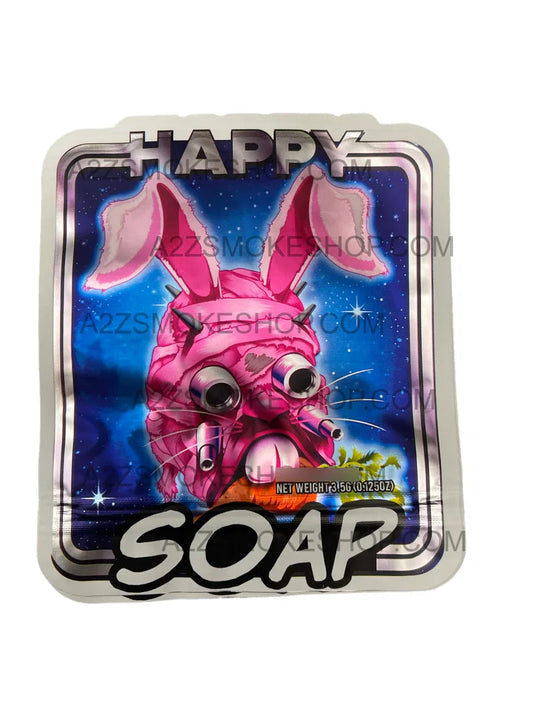 Happy Soap Cut Out Mylar Bags 3.5g Die cut Bunny Rabbit - Black Unicorn Hub