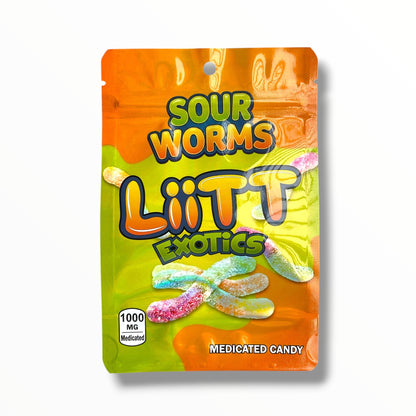 Liitt Exotics Sour Worms 3.5g Mylar Bag 1000MG (Packaging Only)