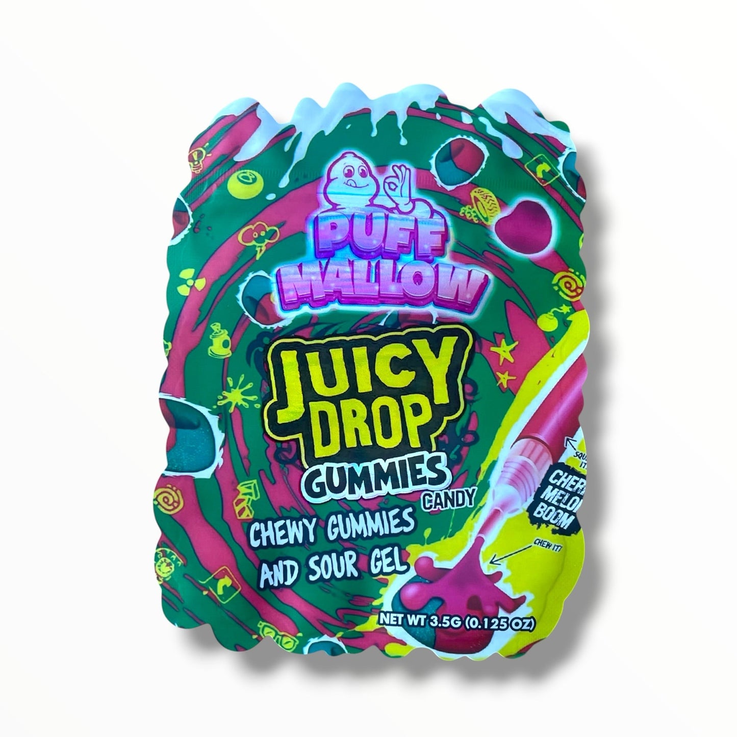Puff Mallow Juicy Drop Gummies Candy 3.5g shape bags