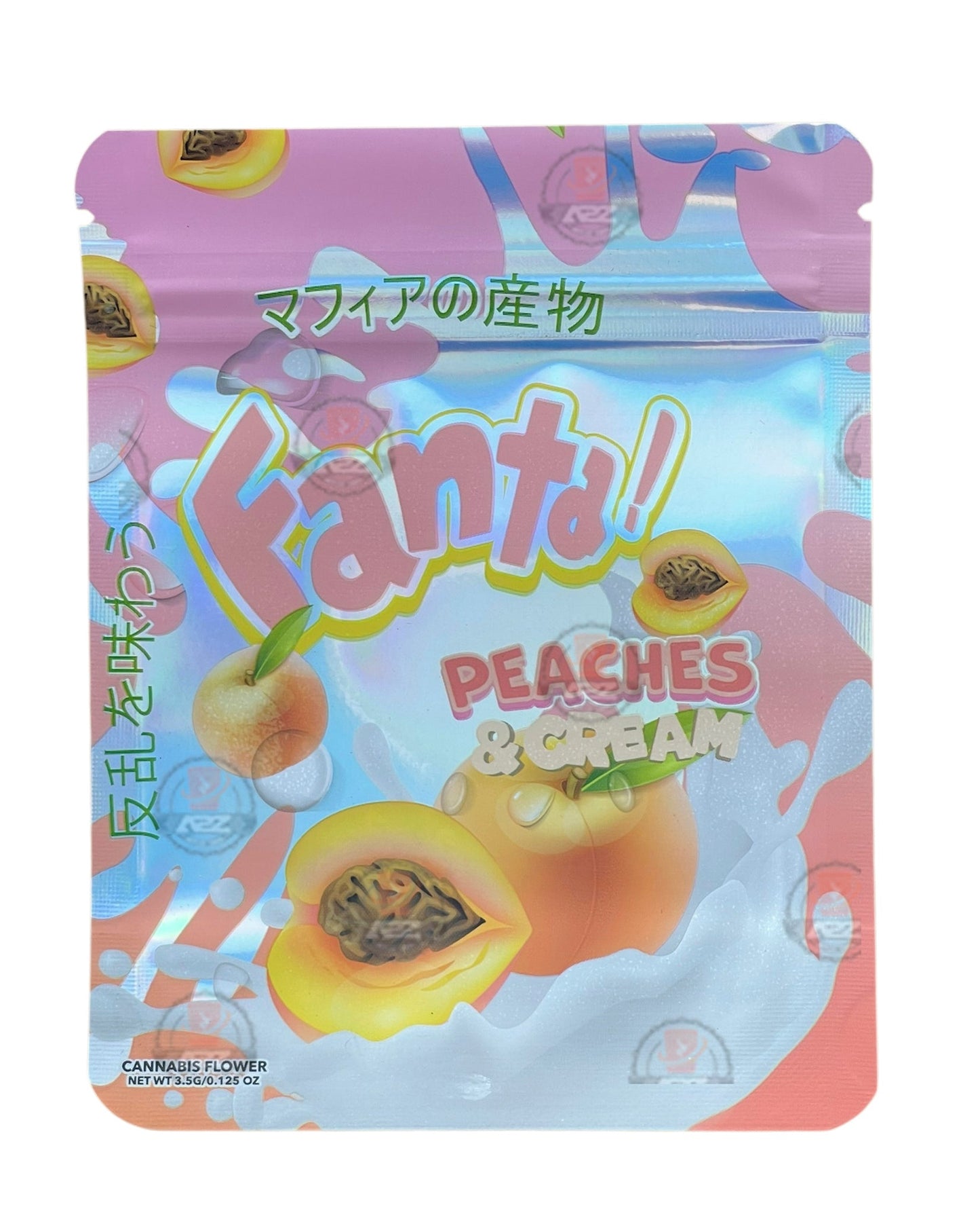 Fanta Peaches & Cream Mylar Bags with Boxes 3.5g Box Packaging Holographic