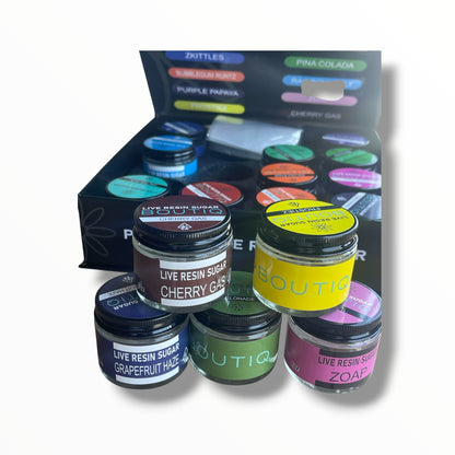 Boutiq 16-1oz Jars in a box Mixed Strains Variety Pack- Empty packaging only