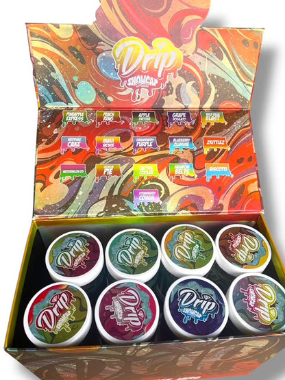 Drip Snowcaps Smalls 16-1oz Plastic Jars - Varity Pack 16 Flavors in box 1 pound with outer box Empty Jars