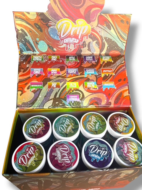 Drip Snowcaps Smalls 16-1oz Plastic Jars - Varity Pack 16 Flavors in box 1 pound with outer box Empty Jars