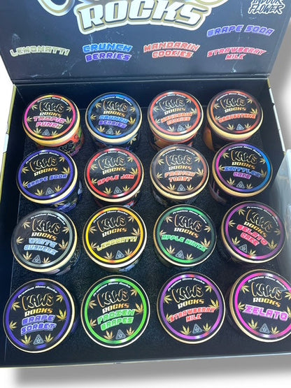 Kawz Exotic Edition Moon Rocks 1oz Glass Jars - Varity Pack 16 Strains in box Empty Jars